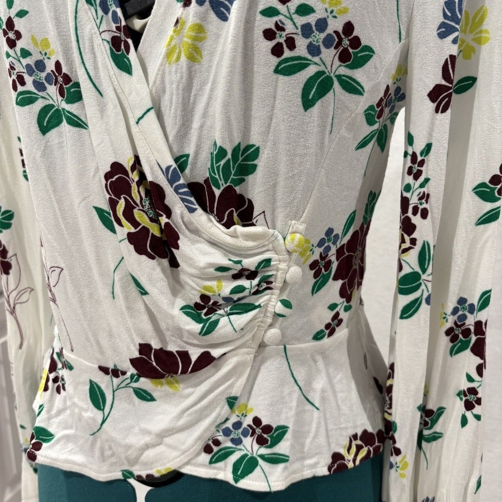 Free People Floral Wrap Top Womens S Romantic Boho Fairycore Prairie - Picture 2 of 7